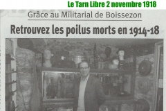 Le Tarn Libre 2 novembre 2018 Grâce au Militarial : Retrouvez les poilus morts en 14-18